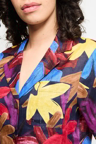 Chemisier en lin - Rouge et jaune