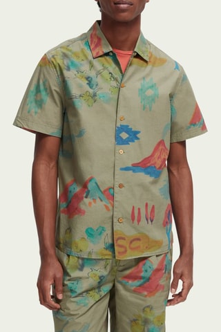 Chemise en coton biologique - Kaki et vert clair