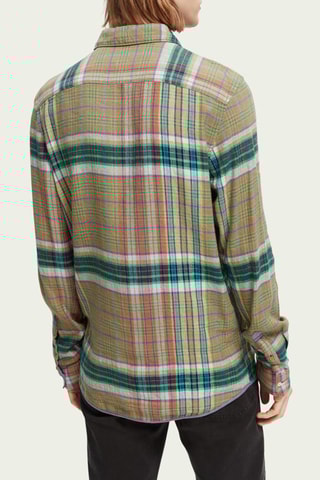 Chemise regular en lin - Vert clair et blanc