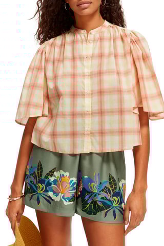 Chemiser à carreaux Jaune et rose