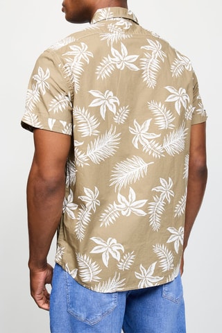 Chemise en coton biologique - Beige et blanc