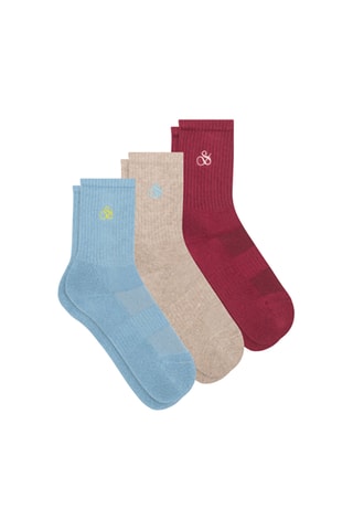 3 paires de chaussettes en coton biologique - Ciel, beige et bordeaux