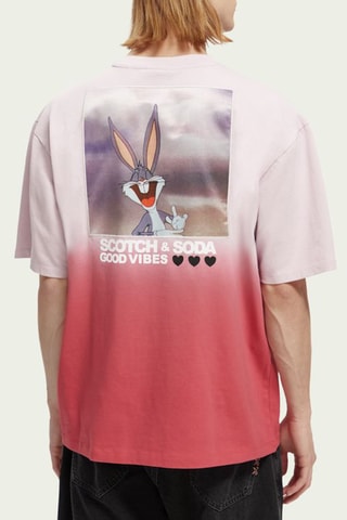 T-shirt en coton biologique Bugs Bunny Looney Tunes - Rose poudré et rouge