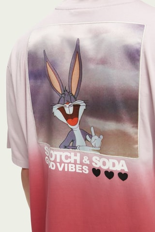 T-shirt en coton biologique Bugs Bunny Looney Tunes - Rose poudré et rouge