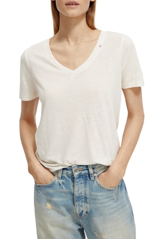 T-shirt en lin - Blanc cassé