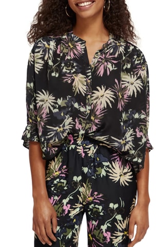 Blouse fleurie - Noir et rose