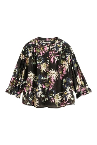 Blouse fleurie - Noir et rose