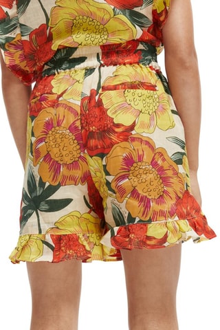 Short en lin taille haute - Multicolore