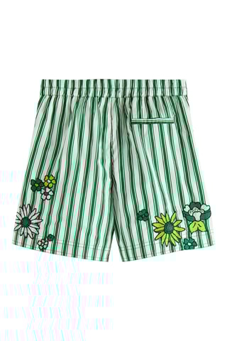 Short en coton biologique - Vert et écru