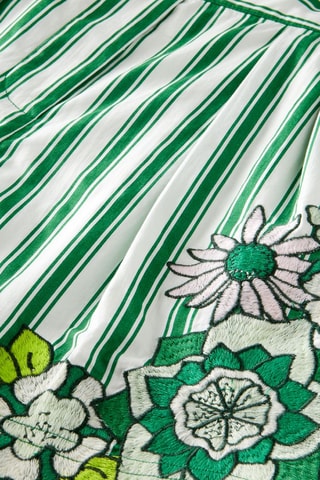 Short en coton biologique - Vert et écru