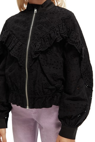 Veste en broderie anglaise et coton biologique - Noir