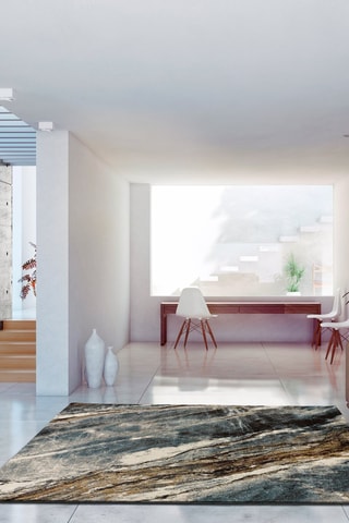 Tappeto Marmol Madera - Blu e marrone