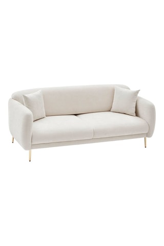 Canapé convertible Simena - Crème - 3 places - Revêtement polyester - Couchage 180 x 90 cm