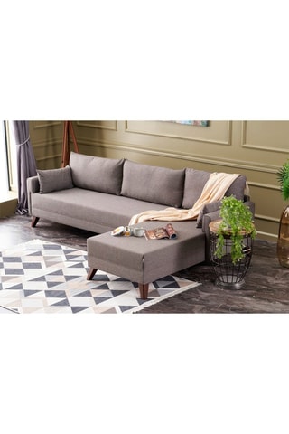 Canapé d'angle réversible - Marron - 4 places - En tissu