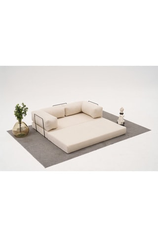 Canapé modulable convertible Comfort - Ecru - 3 places - En tissu chenille