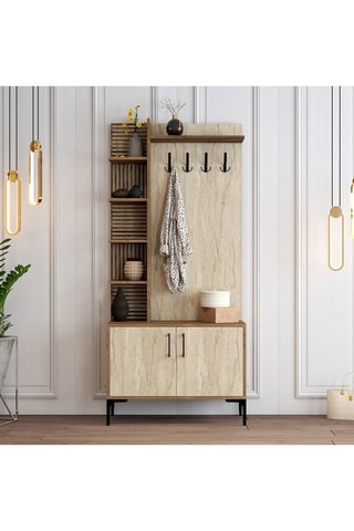 Meuble d'entrée 2 portes Viyana D - 90 x 200 x 35 cm