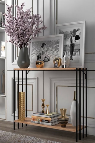 Meuble d'entrée Verona - Imitation bois - 90 x 80 x 26 cm