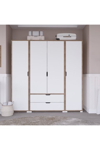 Armoire 4 portes Nisan - 140 x 182 x 45 cm