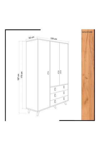Armoire 3 portes et 3 tiroirs - 120 x 187 x 52 cm