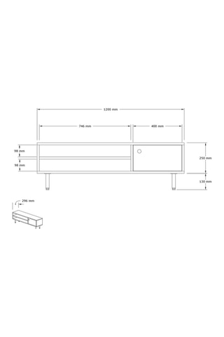 Meuble TV 1 porte Avila - 120 x 38 x 30 cm
