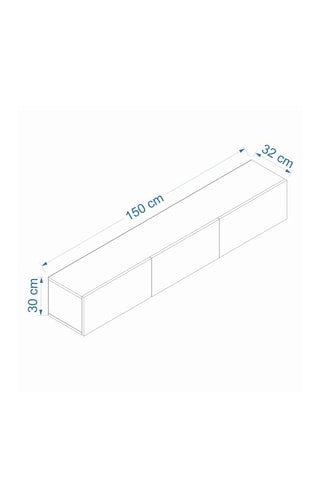Meuble TV mural 3 abattants - 150 x 30 x 32 cm