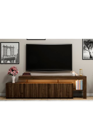 Meuble TV 2 portes et abattant Beliz - 192 x 53 x 37 cm