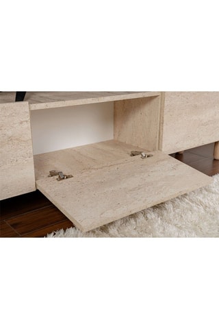 Meuble TV 3 portes Alvin - Pieds en bois - 180 x 42 x 31,4 cm
