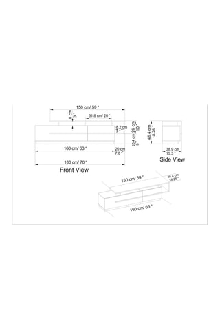Meuble TV 2 abattants - 180 x 46,4 x 38,9 cm