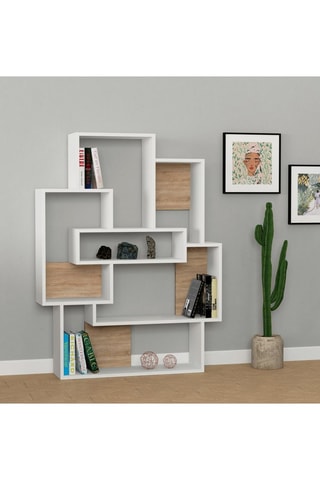 Bibliothèque Barce - Imitation chêne et blanc