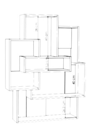 Bibliothèque Barce - Imitation chêne et blanc