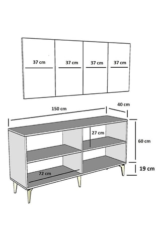 Console 4 portes - 150 x 40 x 79 cm