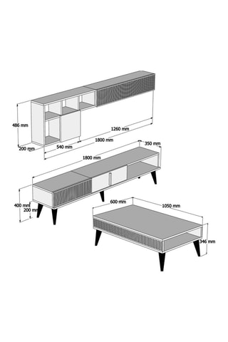 Ensemble meubles de salon - 180 x 40 x 35 cm