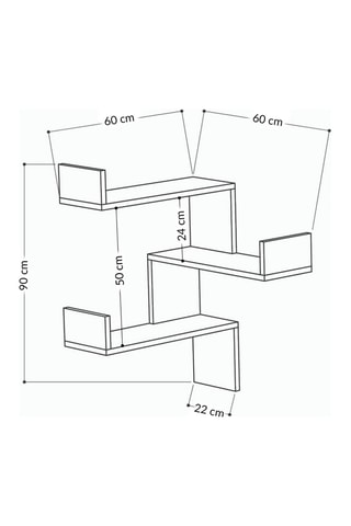 Etagère murale 3 niveaux Luksa - 60 x 60 x 90 cm