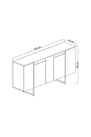 Buffet 4 portes - 160 x 80 x 35 cm