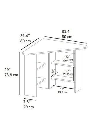 Bureau d'angle Corner - 80 x 73,8 x 20 cm