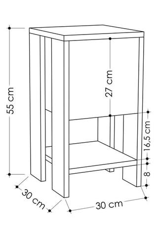 Table de chevet abattant Ema - 30 x 55 x 30 cm