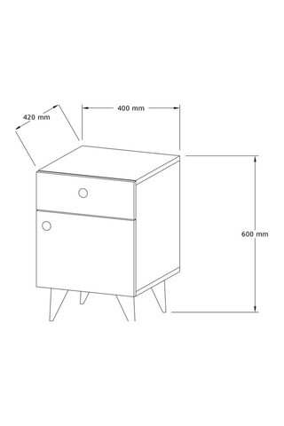 Table de chevet 1 porte Pila - 40 x 60 x 43,8 cm