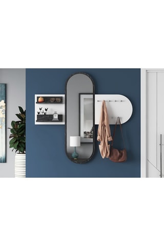 Vestiaire d'entrée avec miroir - 125 x 120 x 12 cm