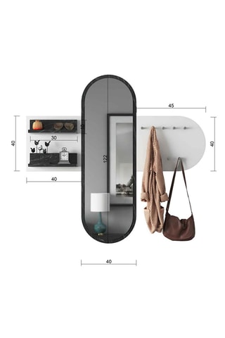 Vestiaire d'entrée avec miroir - 125 x 120 x 12 cm
