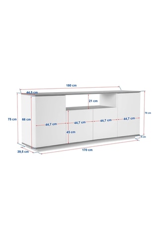 Console - 4 portes - 180 x 39,5 x 75 cm