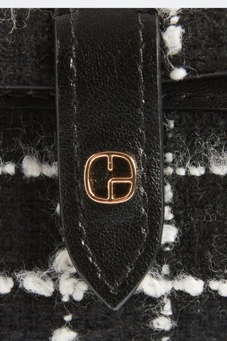 Tweed en Leren Sleutelhanger - Zwart