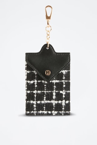 Tweed en Leren Sleutelhanger - Zwart