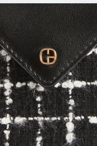 Tweed en Leren Sleutelhanger - Zwart