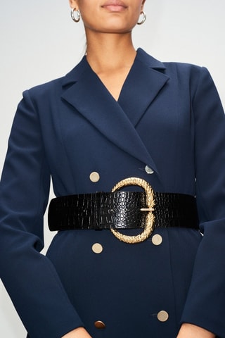 Lakleren Riem - Zwart