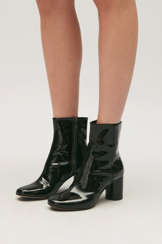 Lakleren Enkellaarzen - Zwart