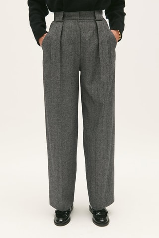 Wollen en Alpacawollen Broek Hoge Taille - Gemêleerd Grijs