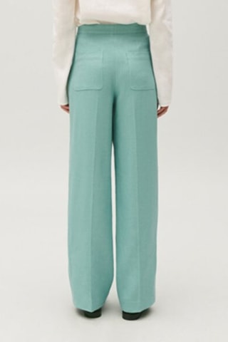 Linnen Broek Wide Legs - Zeegroen