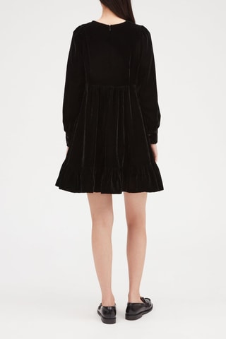 Velours Trapezium Jurk - Zwart