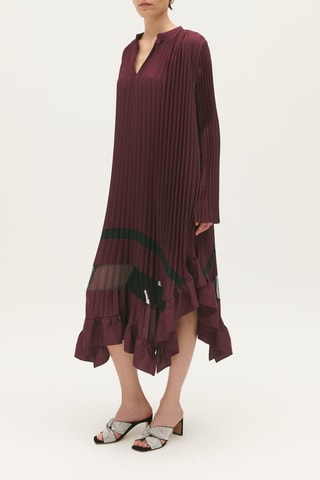 Plisséjurk - Bordeauxrood