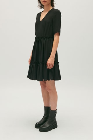 Jurk met Ruches - Zwart
